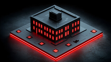 Poster - Futuristic building design showcase urban environment 3d render dark aesthetic high-tech concept