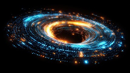 Poster - A mesmerizing spiral of glowing blue and orange lights creating a stunning visual display of energy