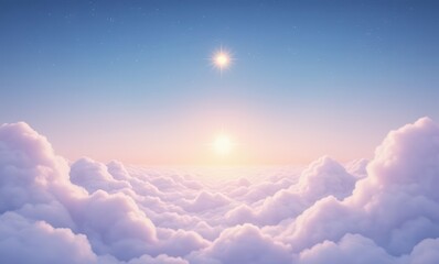 Wall Mural - Serene sunrise over fluffy clouds