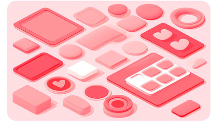Poster - Creative graphic design elements in red digital art abstract background modern aesthetic top view color theory