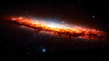 Wall Mural - Cosmic Inferno: A vibrant, photorealistic depiction of a spiral galaxy ablaze with celestial fire, stars, and cosmic dust.