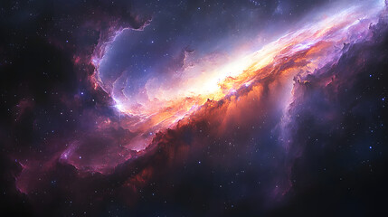 Wall Mural - Celestial Symphony: Witness a mesmerizing celestial display of vibrant nebulae and cosmic formations, a captivating visual journey into the heart of the cosmos.