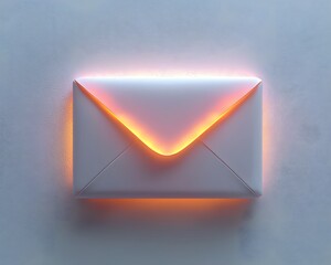 Poster - glowing pastel envelope email icon with vibrant gradient background