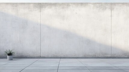 Wall Mural - Minimalist Concrete Wall with Sun Shadow 3D Render, Concrete Texture, Empty Space Concrete wall, 3D render