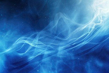 Poster - Abstract blue waves with glittering particles, creating a dreamy and ethereal digital art.