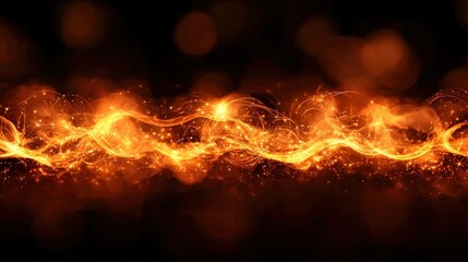 Poster - Intense bright orange fire background radiating sparks and heat energy
