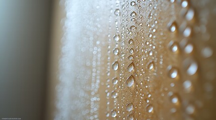 Poster - Closeup view of water droplets collecting on a textured wall surface