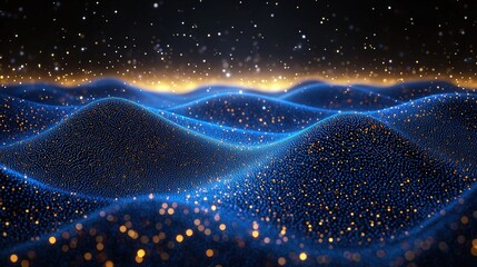 Poster - Abstract blue and yellow background with small dots and soft gradients for dynamic visual appeal