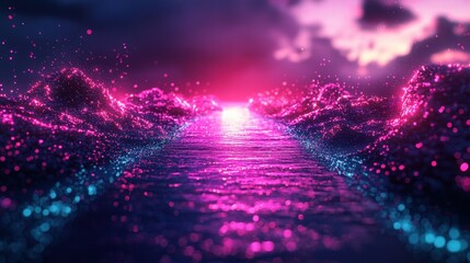 Poster - Striking background of pink and blue shades blending seamlessly with a beautiful pink sky
