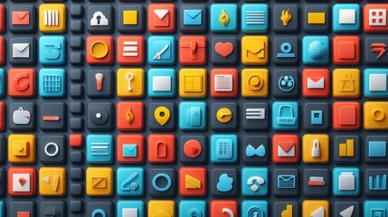 Poster - A vibrant collection of colorful keyboard buttons showcasing various shades and textures