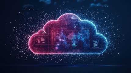 Poster - Cloud with integrated network design symbolizing connectivity in the digital age