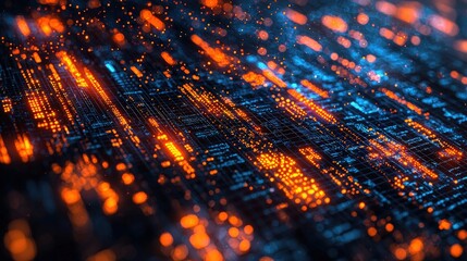 Poster - Closeup view of a detailed computer circuit board with intricate connections and components