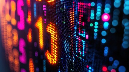 Poster - Eyecatching colorful display of lights illuminating a wall in a stunning artistic arrangement