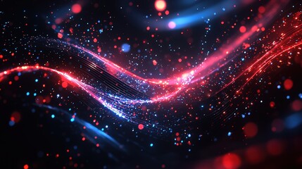 Poster - Dramatic black background illuminated by red and blue lights for stunning visual effects