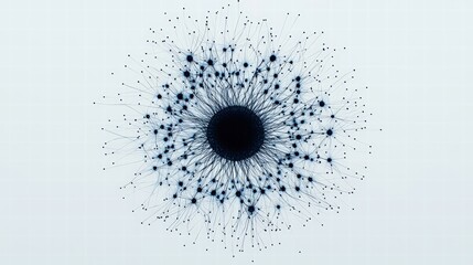 Poster - Black and white artistic representation of a circle composed of numerous dots