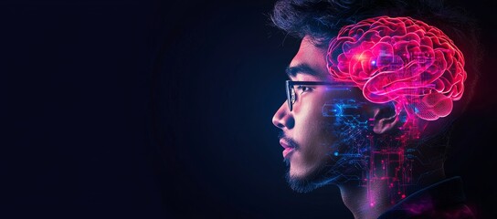 Poster - Businessman navigating the digital world with an AI robot, driven by Big Data technology, in a cyber space setting of the digital world and metaverse