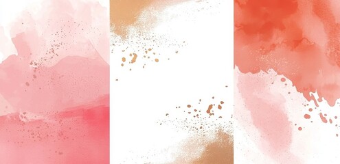 Poster - An abstract watercolor background in blush pink, adorned with golden glitter stains and lines, creating a rose marble effect with gold foil. Ideal for contemporary wedding invitation illustrations.