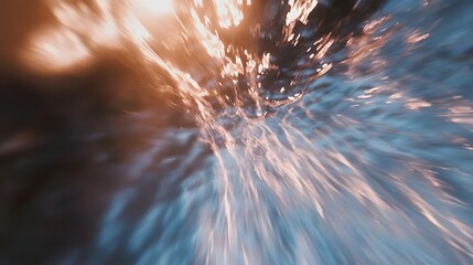 Poster - Captivating close up of water at sunset featuring a mesmerizing blend of cadmium and lapis hues cinematic motion blur