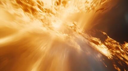 Poster - Shimmering underwater sunset with cinematic motion blur depth of field and a warm dreamy minimalist aesthetic  Abstract nature landscape with golden hazy tones and a serene meditative atmosphere