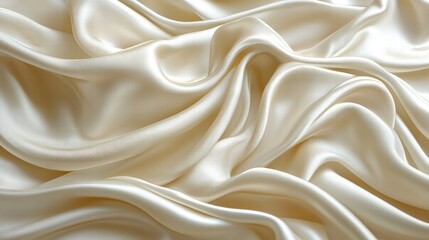 Poster - Elegant white silk fabric draped beautifully to create a soft, luxurious textural experience