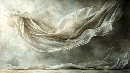 Poster - A billowing white cloth gracefully flying through the air amidst a gentle breeze
