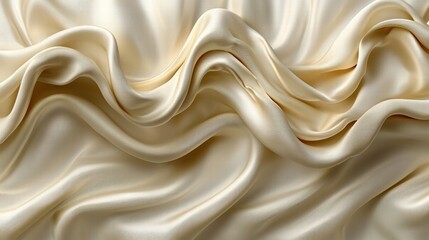 Poster - A closeup of elegant white silk fabric exhibiting a beautiful wavy pattern texture