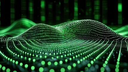 Poster - Vibrant green abstract background featuring a large array of dots in varying sizes and spacing