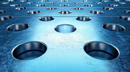 Poster - Closeup photography of a textured metal surface showcasing numerous circular indentations