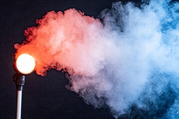 Poster - Artificial magic smoke in red light with a black backdrop