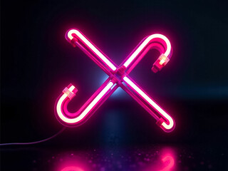 Wall Mural - neon figures on black background, designer element.