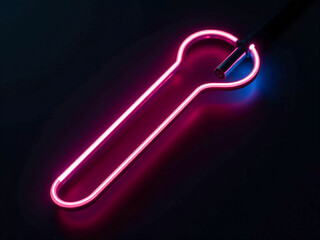 Wall Mural - neon figures on black background, designer element.