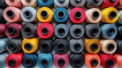 Poster - Vibrant pile of colorful craft materials showcasing assorted hues spread on a white background