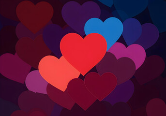 Wall Mural - Colorful hearts background. Generative AI