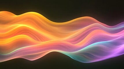 Poster - Colorful Wave Patterns with Light and Fluid Motion on Dark Background