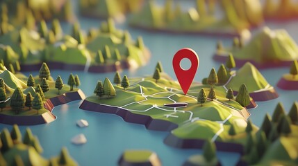 Aufkleber - Detailed topographical map of a scenic autumn landscape featuring a mountain range lake and winding hiking pathway