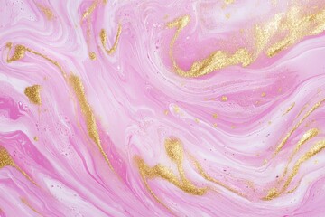 Poster - A rose pink watercolor background adorned with golden lines, showcasing a royal and elegant blush marble effect using alcohol ink. This modern bridal illustration is suitable for wedding invitations,