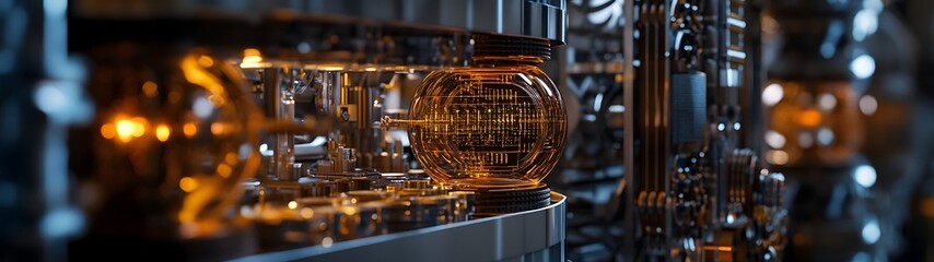 Leinwandbilder - Futuristic digital circuit board with glowing neon lights and intricate pattern showcasing advanced electronics technology and innovation