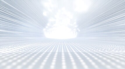 Poster - Abstract White Tunnel, Digital Perspective of Light and Space