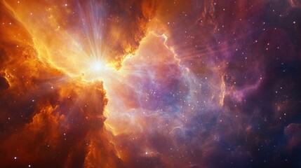 Wall Mural - a futuristic star factory builds new suns inside a vibrant nebula, illuminating the void