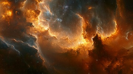 Wall Mural - fiery nebula in deep space celestial wonder