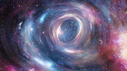 a wormhole collapses inside a nebula, distorting starlight into breathtaking interstellar patterns
