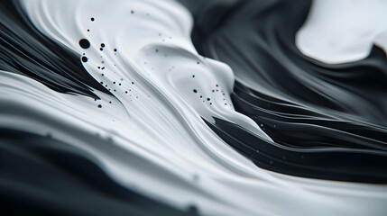 Poster - Abstract black and white paint swirl, highlighting fluid dynamics and texture, perfect for creative design projects and backgrounds.