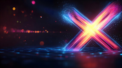 Poster - Abstract digital lights in vibrant colors create an eye-catching visual. Perfect for tech and futuristic themes.