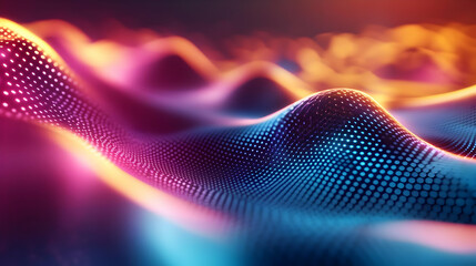 Poster - Abstract digital waves display vibrant patterns and colors, creating a mesmerizing visual experience that captures innovation and creativity.