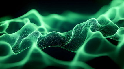Poster - Abstract green wave patterns create a mesmerizing visual effect for digital backgrounds and design projects.