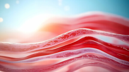 Poster - Abstract representation of fluid dynamics with colorful waves, showcasing the beauty of movement and light in a vibrant setting.