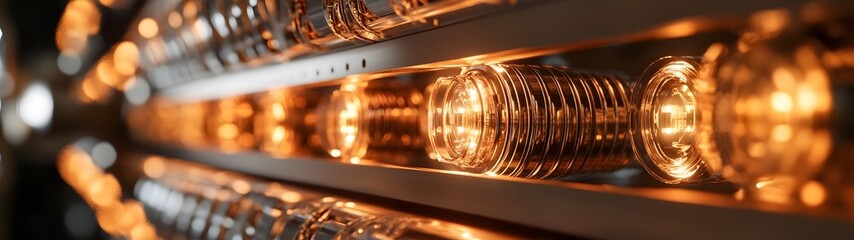 Poster - Glowing beams of light reflecting refracting and dispersing through glass surfaces prisms and mesmerizing patterns and abstract designs  This futuristic scientific