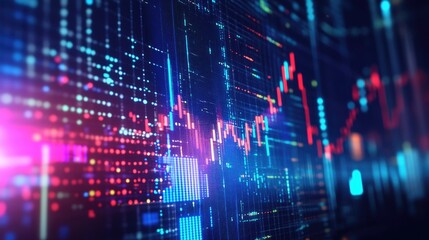 Poster - Abstract Stock Market Data Visualization, Dynamic Candlestick Charts and Financial Indicators