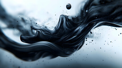 Poster - A captivating abstract image of black ink swirling in water, showcasing fluid movement and dramatic textures.