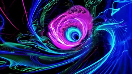 Poster - A dynamic display of vibrant colors swirls and shifts in an abstract animation. The fluid motion captivates viewers with bright hues and intricate designs that evoke a sense of wonder.